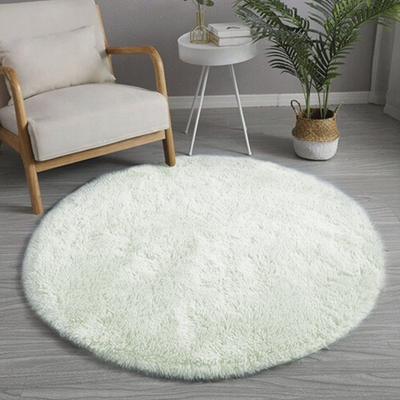 Тапет Living тркалезен шаги мек плюшен килим Circle 100, 100 см, противклизен, white lime