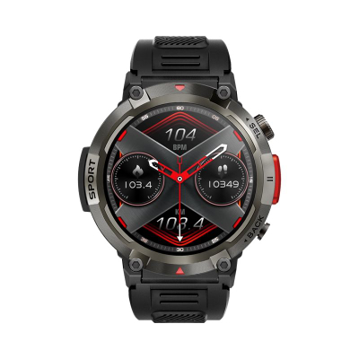 Паметен часовник Veltori VT140-1, екран 1.45", Bluetooth 5.0, црна силиконска лента