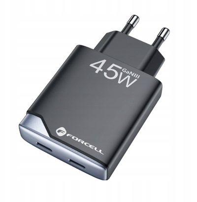 Karikues udhëtimi FORCELL F-ENERGY GaN III B245201, 2x USB-C PD QC4.0, 45W, i zi