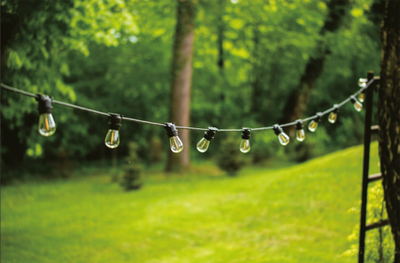 Varg dritash kopshti MasterLED Garland, 10x E27, 10 m, i zi