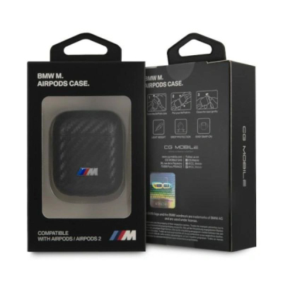 Këllëf BMW M Collection BMA2WMPUCA për Apple AirPods 1/2, karbon i zi