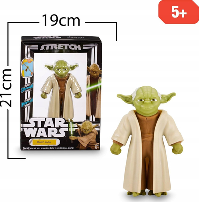 Фигура играчка Star Wars Stretch Јода, 19cm, за деца 5+, зелено крем