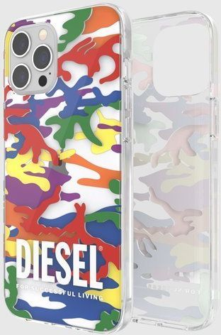 Mbulesë telefoni Diesel Clear Case Pride Camo AOP, për iPhone 12 Pro Max, transparente shumëngjyrëshe