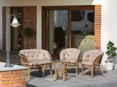 Set jastëkësh për mobilje prej shporte, 3 copë, 100x50 cm, 50x50 cm, ngjyrë neutrale