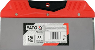 Shpatull gleti Yato YT-52247, çelik inoks, 250mm, e kuqe