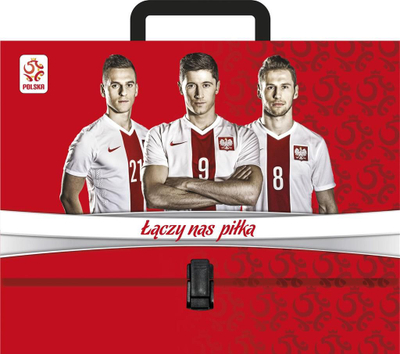 Dosje me dorezë Astra Briefcase PZPN, A4, me futboll, e kuqe