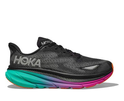 Atlete vrapimi Hoka Clifton 9 GTX Textile, për femra, të zeza me aqua