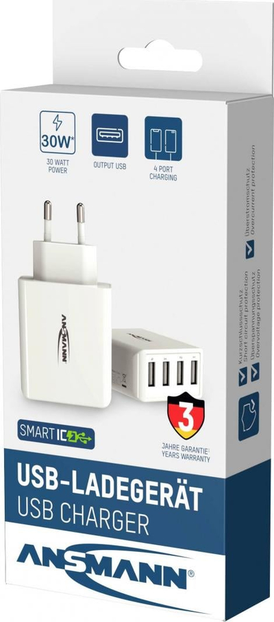 Karikues muri Ansmann HC430, 4x USB A, 30W 3A, i bardhë