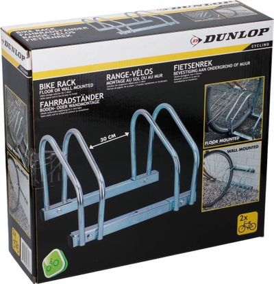 Raft për bicikleta Dunlop, që vihet në mur, hekur i fortë, ngjyrë e zezë