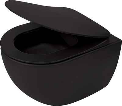 WC e varur Deante Peonia, pa brez (rimless), me ulëse soft close, e zezë