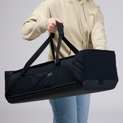 Shportë portative për bebe Voksi Carry Me, dyshek pambuk organik, e papërshkueshme nga uji, Black Leaf