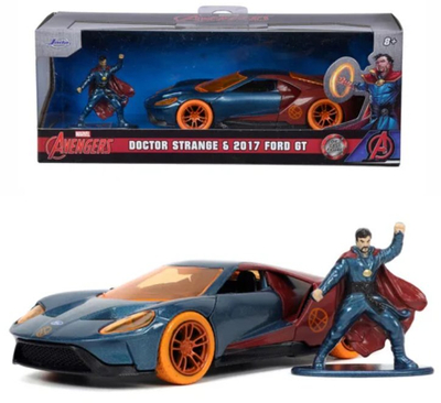 Lodër makinë Jada Marvel Doctor Strange 2017 Ford GT, shkallë 1:32, metal, blu e portokalli