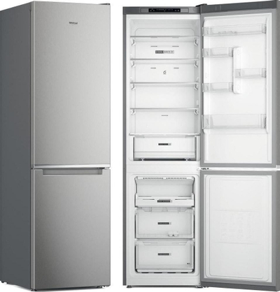 Frigorifer me ngrirës Whirlpool W7X 93A OX 1, kontroll elektronik, dizajn inox, argjendtë
