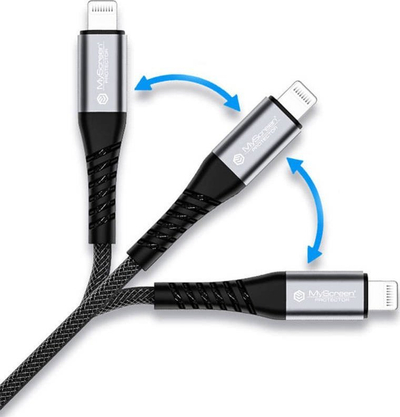 Kabllo karikimi MyScreen Protector Kevlar USB C në Lightning, 60W 2.4A, 1.2m, gri