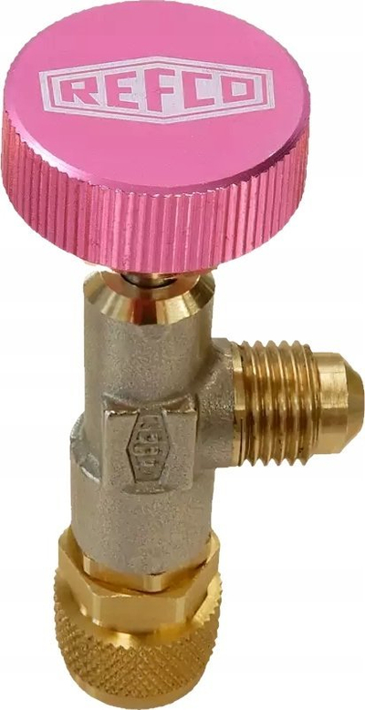 Valvul shërbimi me kënd Refco 5/16" SAE, për R410A, për R32, e artë