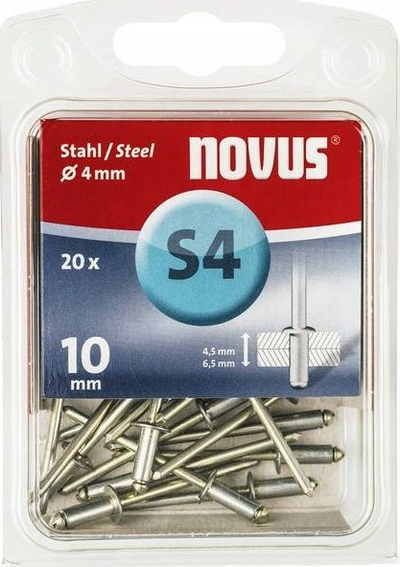 Riveta të verbër çeliku Novus S4 045-0036, 4mm, 10mm, paketim 20 copë