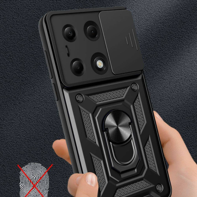 Mbështjellës telefoni Tech-Protect Camshield Pro për Xiaomi Redmi Note 13 Pro 4G LTE Poco M6 Pro, me unazë 360°, i zi