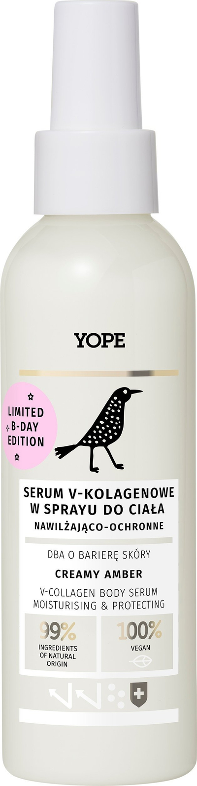 Spray serum trupi Yope Creamy Amber V Collagen, për lëkurë të hidratuar e të mbrojtur, 150ml
