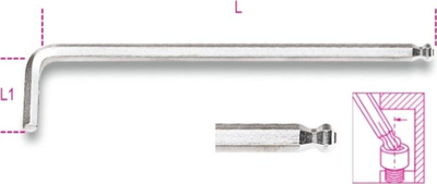 Çelës imbus Beta Tools 96 LBP, 2.5mm, kokë sferike, i gjatë ekstra