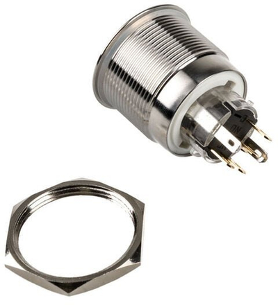 Buton metalik DimasTech Silverline Ring, 25mm, RGB, ngjyrë argjendi