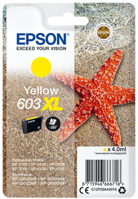 Ngjyrë për printer Epson singlepack, 603XL, 350 faqe, e verdhë