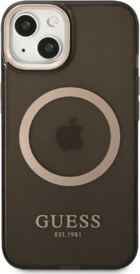 Mbështjellës telefoni Guess GUHMP13MHTCMK, për iPhone 13 6.1", MagSafe, i zi transparent