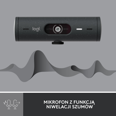 Set kamerë web me kufje Logitech Brio 500 Graphite H390, Full HD, USB, gri