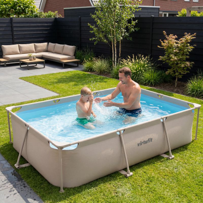 Pishinë me kornizë VirtuFit Rectangular Pool, 300 x 210 x 66 cm, me pompë filtri, bezhë