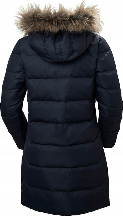 Parka dimri për goca Helly Hansen, e gjatë, me kapuç me gëzof, blu e errët