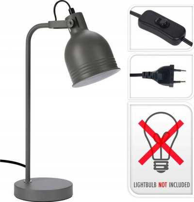 Llambë tavoline Lighting Table Lamp, metal, 40 cm, gri