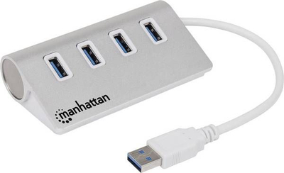 USB hub Manhattan 163767, 4 porta, USB 3.0, i bardhë