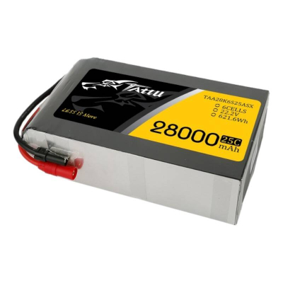 Bateri LiPo Tattu 28000mAh, 22.2V 25C 6S1P, e zezë