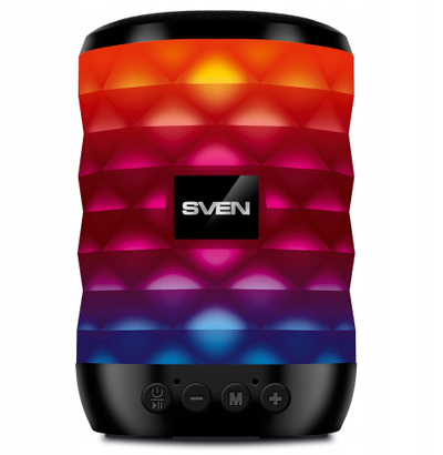 Kутија звучник Sven PS-55, 5W, Bluetooth, со повеќебојни LED светла