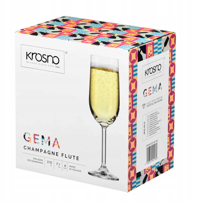 Set gotash shampanje Krosno Gema, 0.21L, 6 copë, xham i tejdukshëm