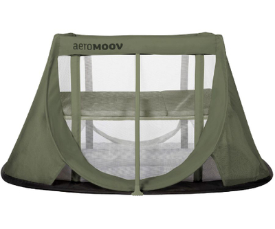 Krevat udhëtimi bebe AeroMoov, shumë i lehtë, me 2 nivele, jeshil Green Moss