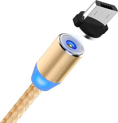 Kabllo karikimi ECOBOX X-Cable J-009, USB 3in1 magnetik 360°, Lightning Micro USB Type-C, ngjyrë gold