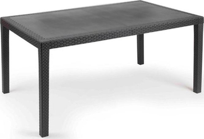 Tavolinë plastike kopshti Rattan Effect, 138x78x72 cm, ngjyrë antracit