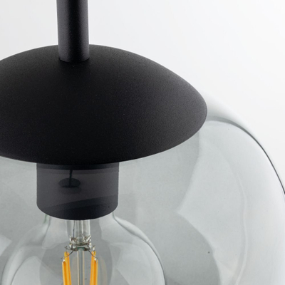 Лустер висечки TK Lighting Vibe, Ø20 cm, проѕирно графитно стакло, црн