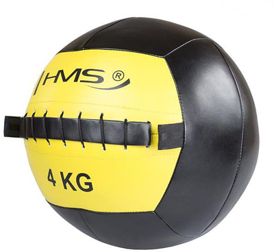Top Wall Ball HMS WLB, 4 kg, për stërvitje funksionale, i zi