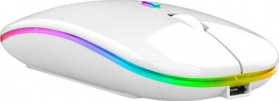 Mouse wireless AK211B, RGB, Bluetooth 2.4GHz, i bardhë