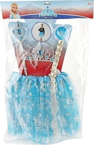 Set kostum princeshë Ice Princess, 4 pjesë, me fund edhe tiarë, blu
