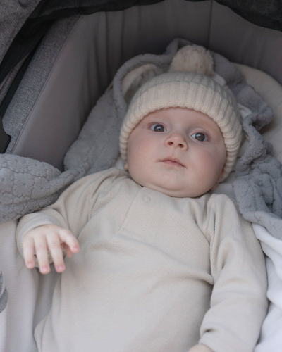 Kapelë për bebe Lodger Folklore Birch, lesh Merino, 3-6 muaj, e bardhë