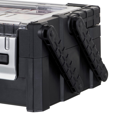 Kuti veglash Keter Tool Box 237006, 18 ndarje, kapak transparent, gri