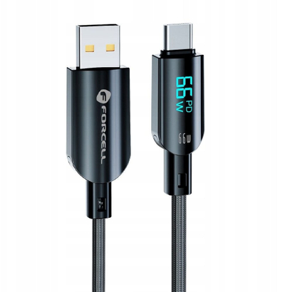 Kabllo USB Forcell F-ENERGY C272, USB A me USB C, 1.2m, 66W, i zi