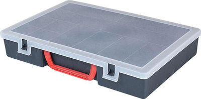 Kuti organizuese për vegla Mega, 350 x 250 x 60 mm, transparente / e zezë