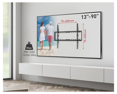 Mbajtëse muri TV Barkan E407, për 32-90", deri 60 kg, e zezë