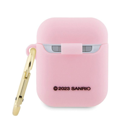 Kapak Hello Kitty liquid silicone për AirPods 1/2, me karabinë, rozë