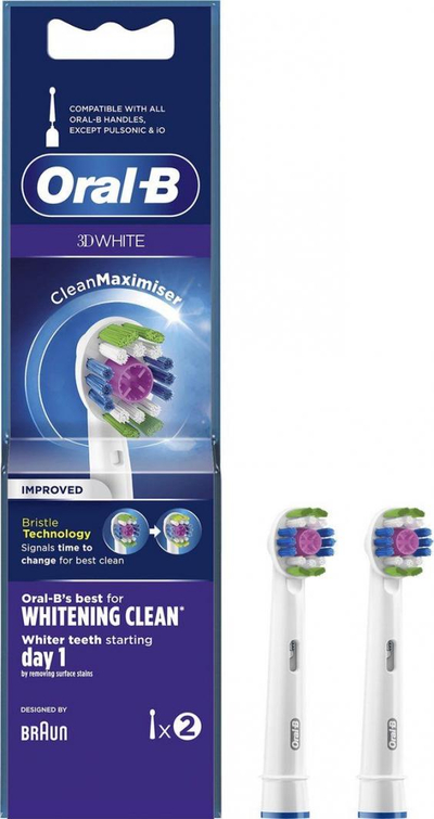 Set i kokave për furçë elektrike të dhëmbëve Oral-B CleanMaximiser 3D WHITE, 2 copë