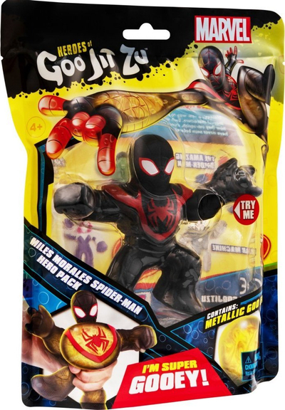 Figurë lodër Heroes of Goo Jit Zu Marvel Miles Morales Spider-Man, 11 cm, super elastike, e zezë me të kuqe