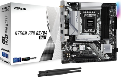 Pllakë amë ASRock B760M PRO RS/D4 WiFi, Intel LGA1700, DDR4, e zezë